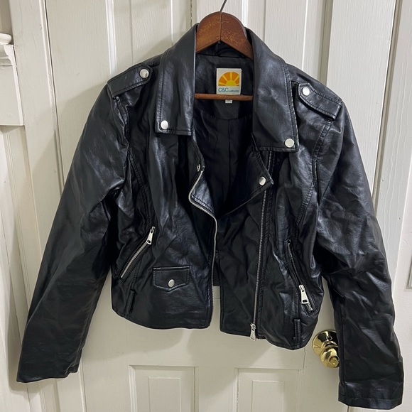C&C California Jackets & Blazers - C&C California Faux Leather Jacket Silver Hardware